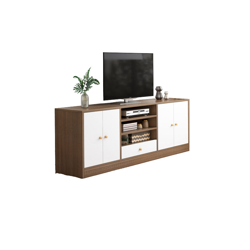 Contemporary TV Stand Engineered Wood Open Storage TV Media Console with Media Shelves