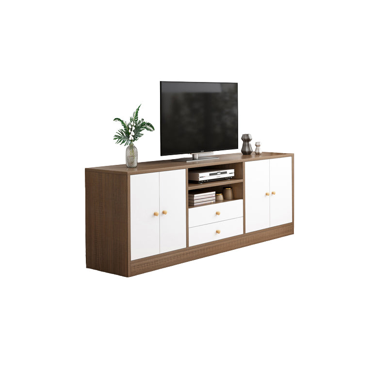 Contemporary TV Stand Engineered Wood Open Storage TV Media Console with Media Shelves