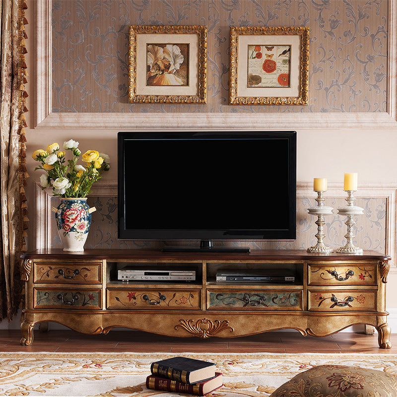 Traditional Media Console Solid Wood TV Stand Console with Legs