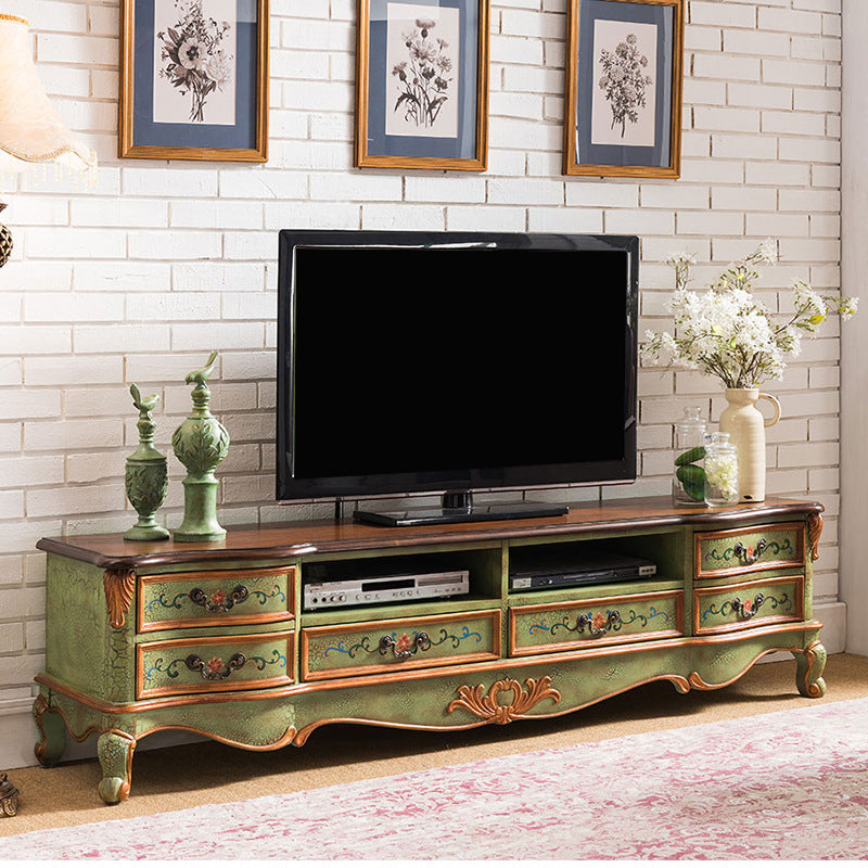 Traditional Media Console Solid Wood TV Stand Console with Legs