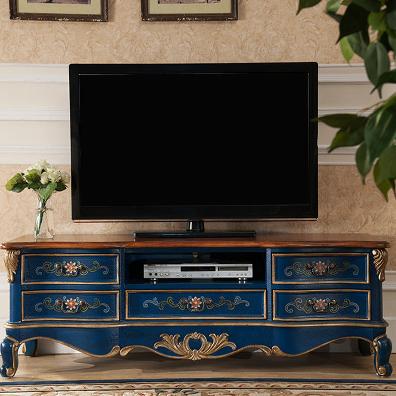 Traditional Media Console Solid Wood TV Stand Console with Legs