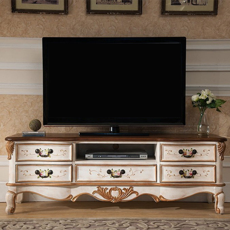 Traditional Media Console Solid Wood TV Stand Console with Legs