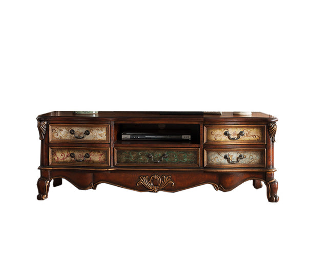 Traditional Media Console Solid Wood TV Stand Console with Legs