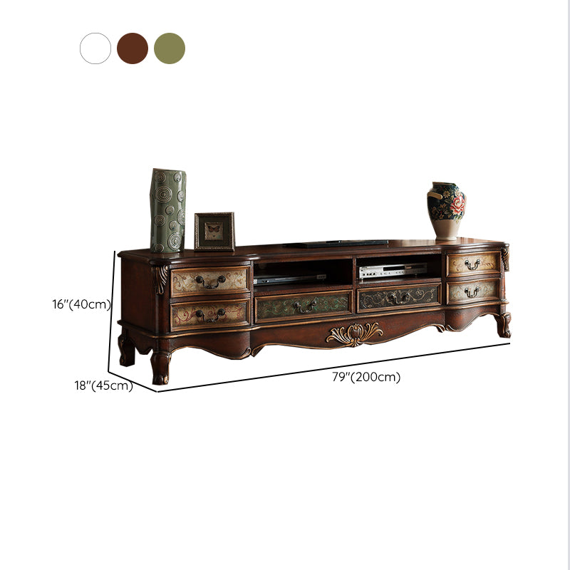 Traditional Media Console Solid Wood TV Stand Console with Legs