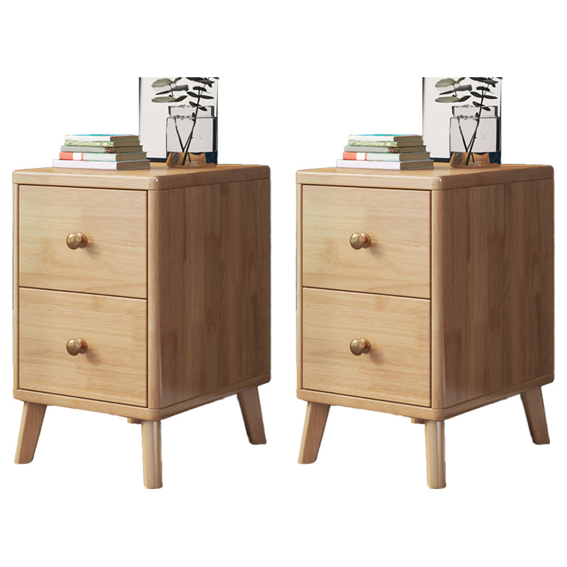 Solid Wood Bedside Cabinet Contemporary Night Table with Drawers