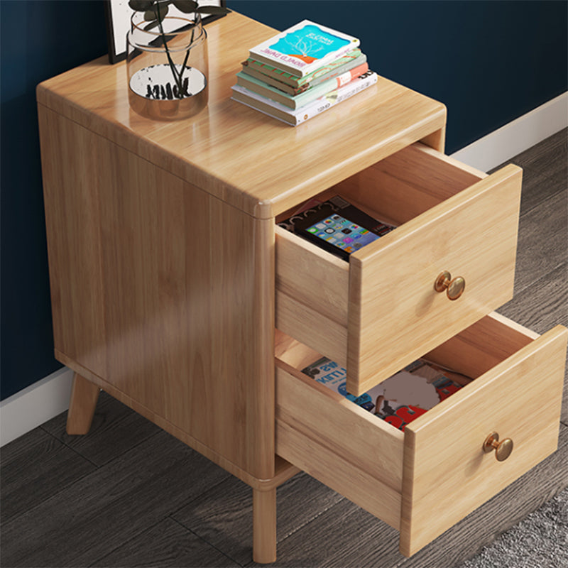 Solid Wood Bedside Cabinet Contemporary Night Table with Drawers