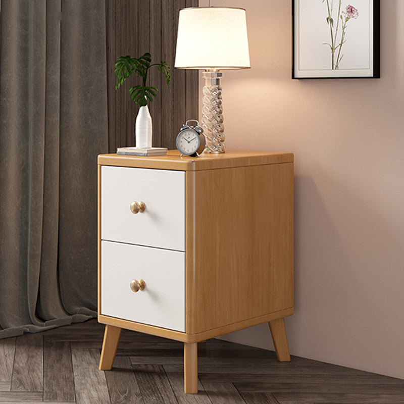 Solid Wood Bedside Cabinet Contemporary Night Table with Drawers