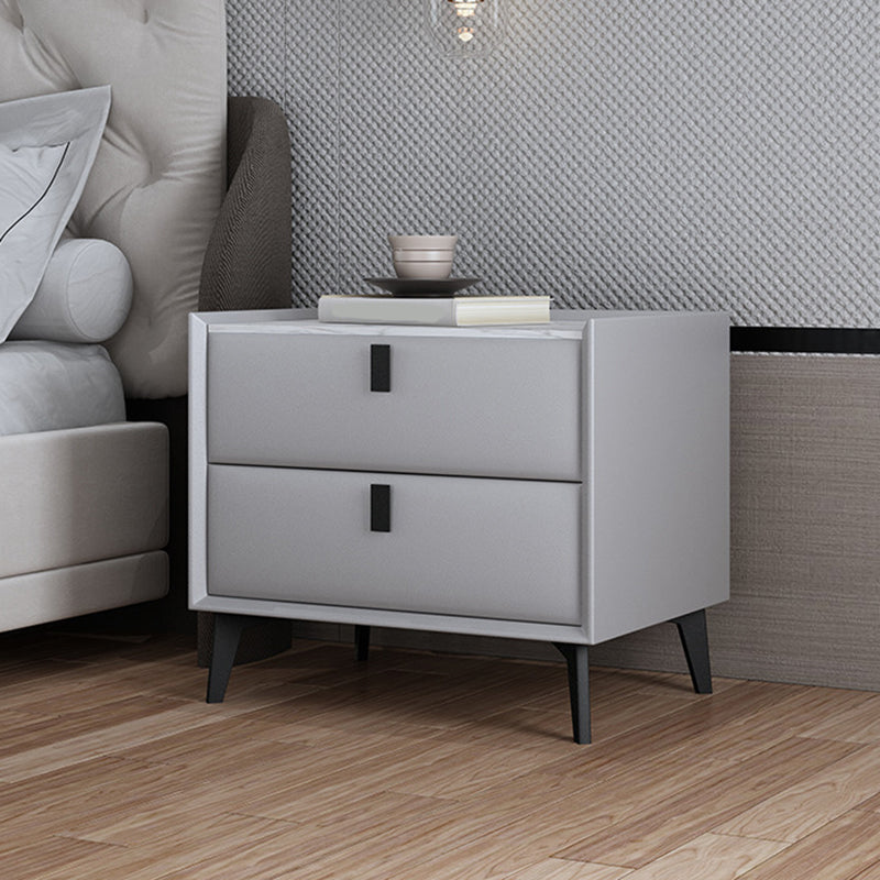 Contemporary Bedside Cabinet Stone Accent Table Nightstand with 2 Drawers