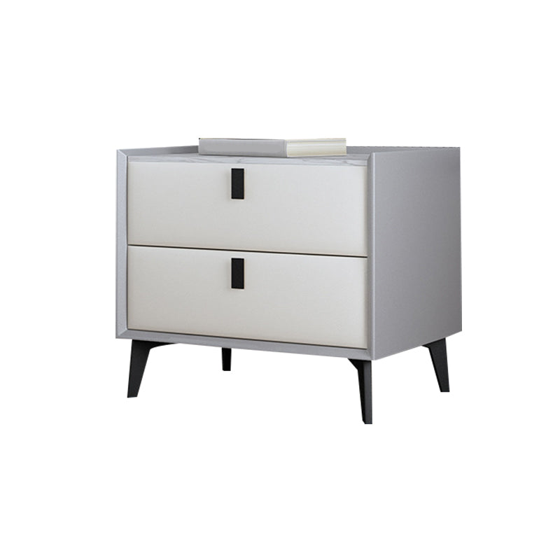 Contemporary Bedside Cabinet Stone Accent Table Nightstand with 2 Drawers