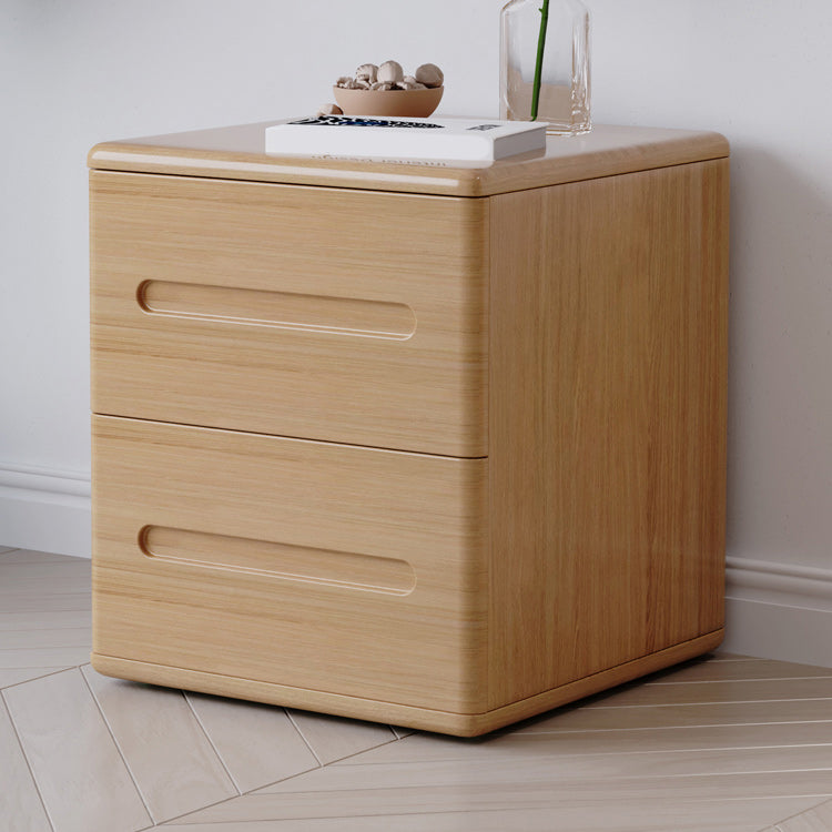 2 Drawers Contemporary Night Table Solid Wood Nightstand ,18.1" Tall