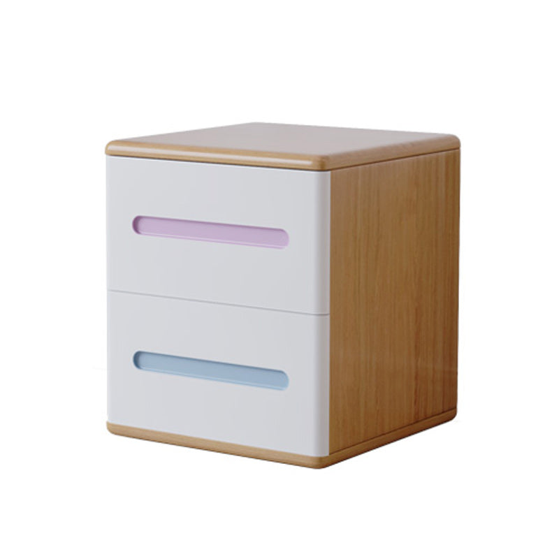 2 Drawers Contemporary Night Table Solid Wood Nightstand ,18.1" Tall