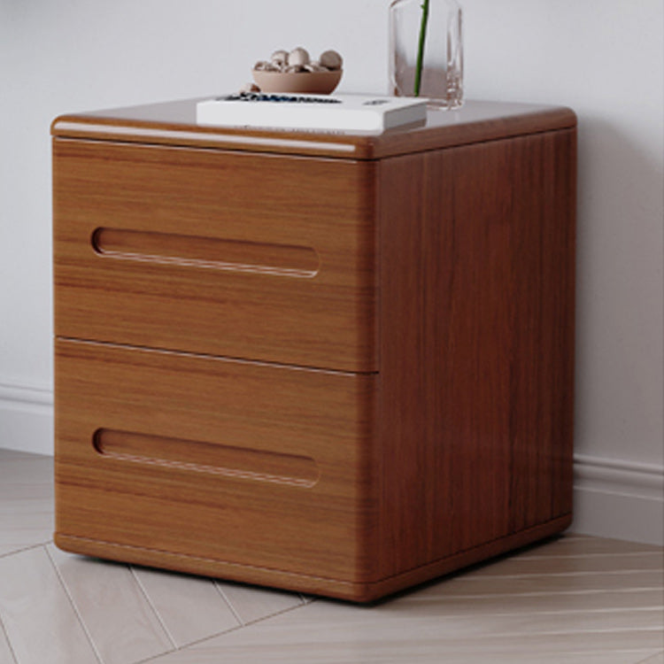 2 Drawers Contemporary Night Table Solid Wood Nightstand ,18.1" Tall