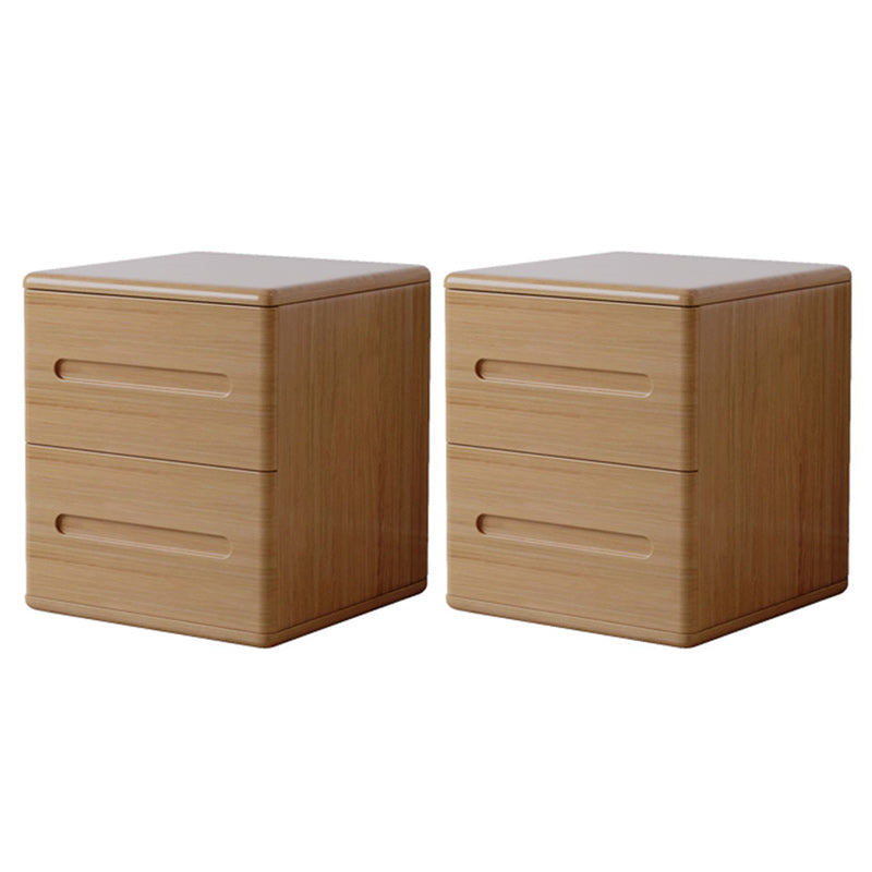 2 Drawers Contemporary Night Table Solid Wood Nightstand ,18.1" Tall