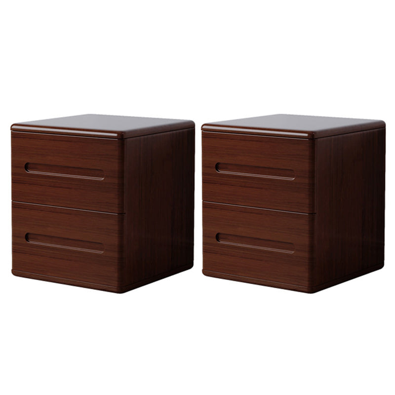 2 Drawers Contemporary Night Table Solid Wood Nightstand ,18.1" Tall