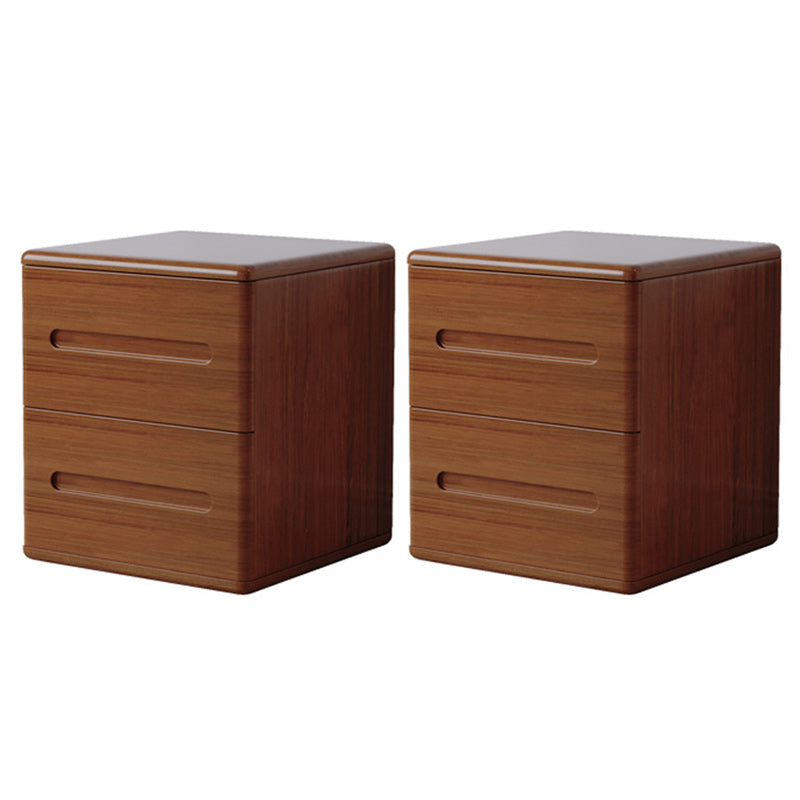 2 Drawers Contemporary Night Table Solid Wood Nightstand ,18.1" Tall