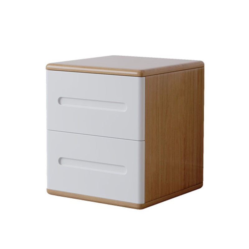 2 Drawers Contemporary Night Table Solid Wood Nightstand ,18.1" Tall