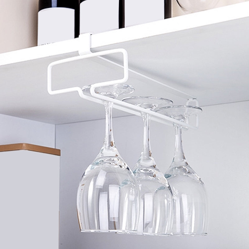 Contemporary Metal Hanging Wine Rack Wine Stemware Holder for Kitchen