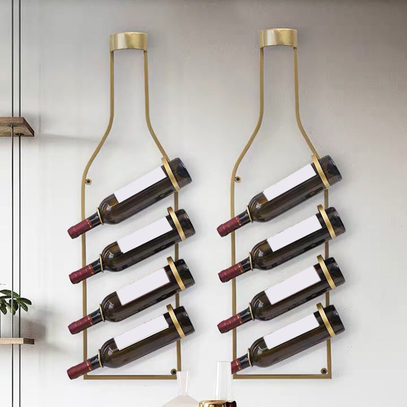 Wall Mounted Metal Contemporary Style Wine Bottle Holder for Kitchen