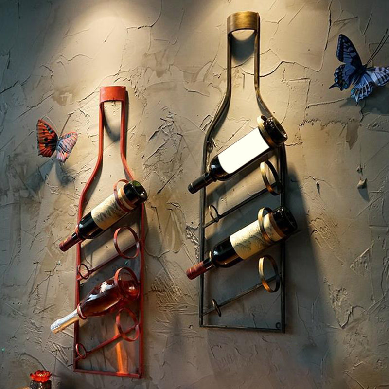 Wall Mounted Metal Contemporary Style Wine Bottle Holder for Kitchen