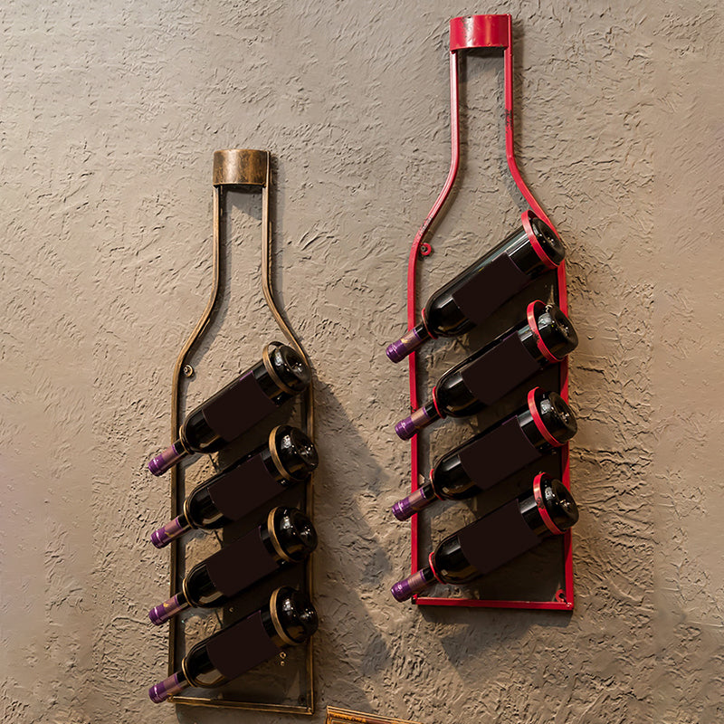 Wall Mounted Metal Contemporary Style Wine Bottle Holder for Kitchen