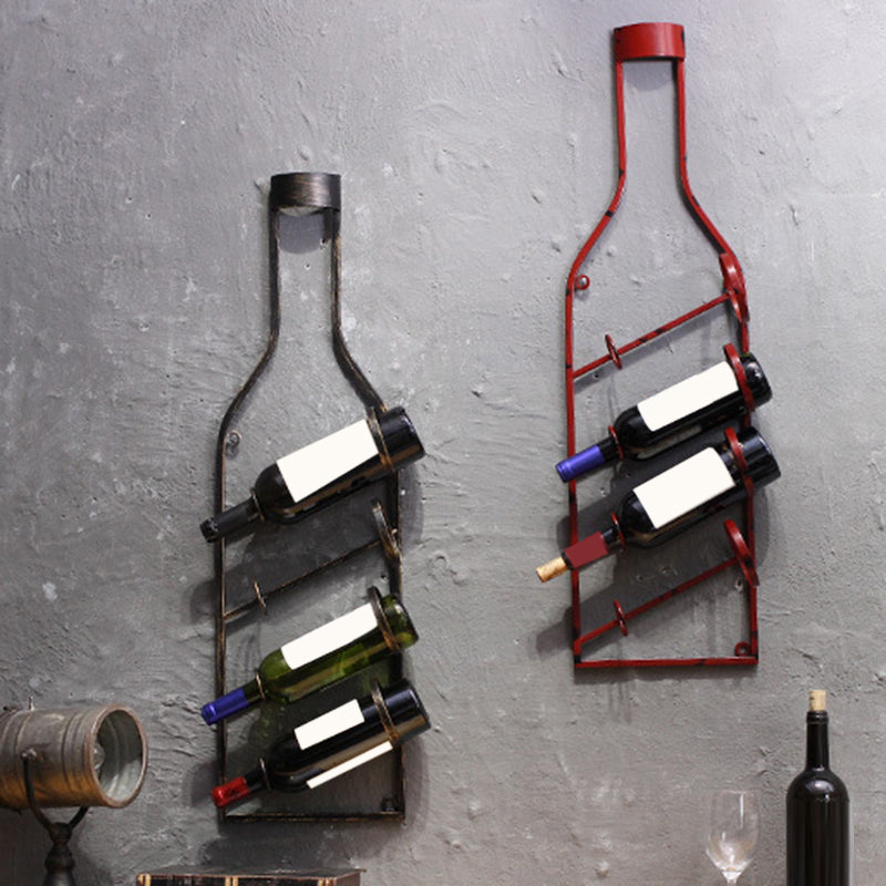 Wall Mounted Metal Contemporary Style Wine Bottle Holder for Kitchen