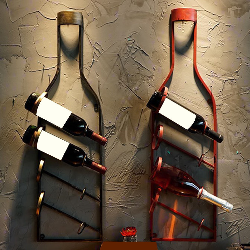 Wall Mounted Metal Contemporary Style Wine Bottle Holder for Kitchen