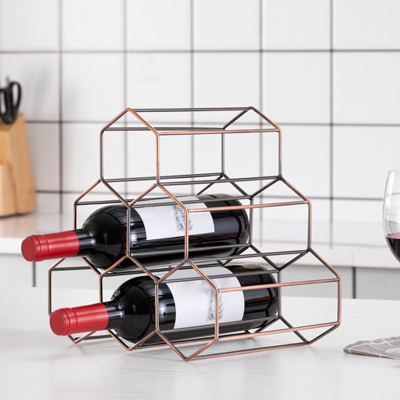 Contemporary Iron Wine Bottle Holder Countertop Bottle Rack for Kitchen