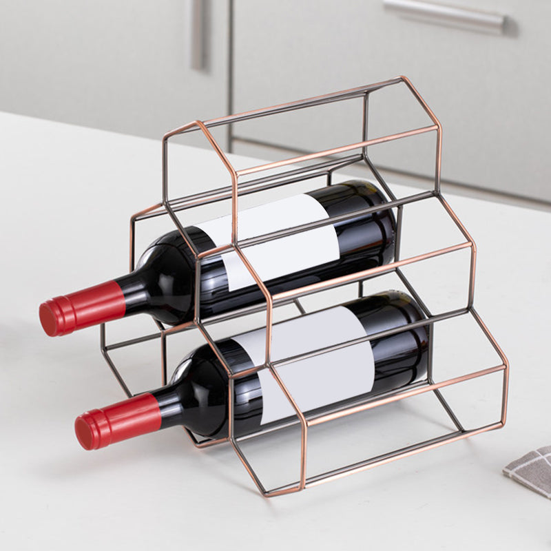 Contemporary Iron Wine Bottle Holder Countertop Bottle Rack for Kitchen