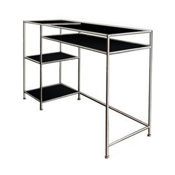 Modern Glass Top Office Desk 31.5-inch Tall Writing Desk with Stainless Steel Legs