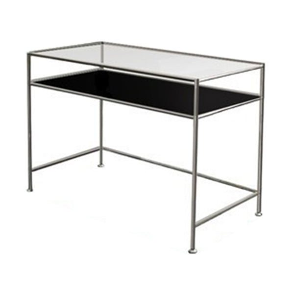 Modern Glass Top Office Desk 31.5-inch Tall Writing Desk with Stainless Steel Legs