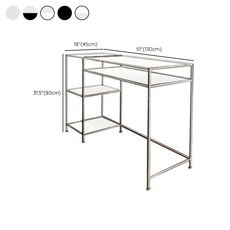 Modern Glass Top Office Desk 31.5-inch Tall Writing Desk with Stainless Steel Legs