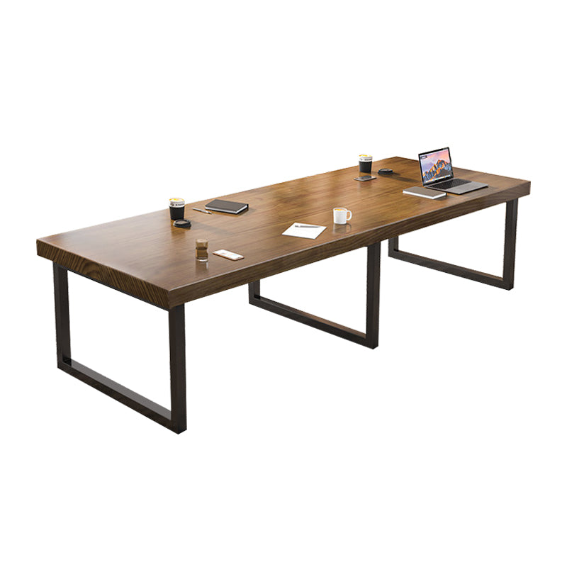 Industrial Solid Wood Office Desk Sled Base 29.53" Tall Writing Desk