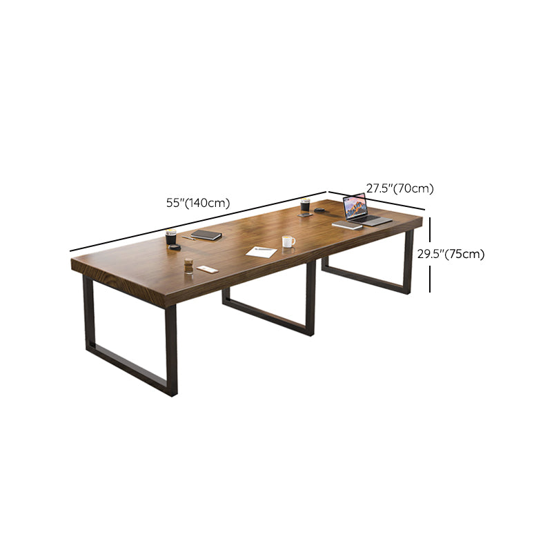 Industrial Solid Wood Office Desk Sled Base 29.53" Tall Writing Desk