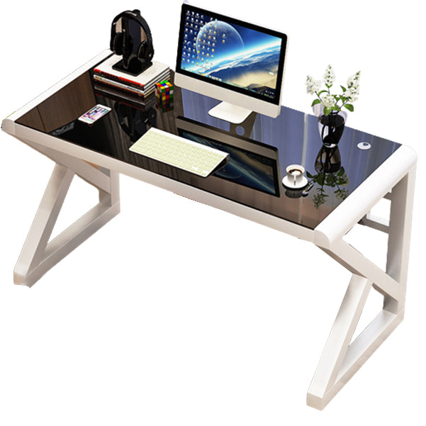 Modern Glass Top Rectangular Office Desk 29.53-inch Tall Writing Desk