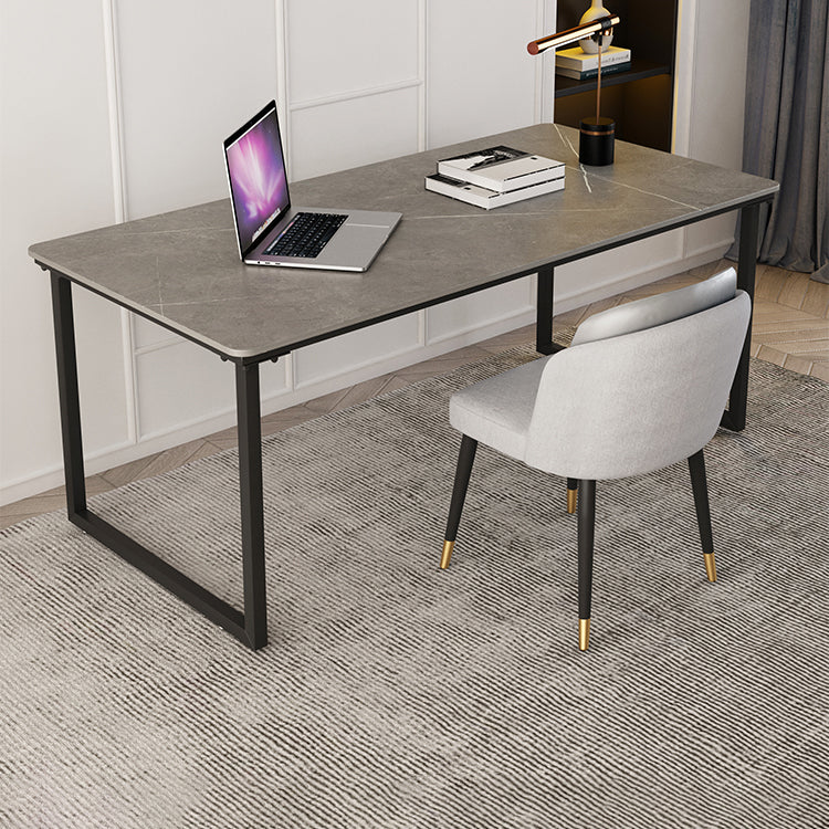 Industrial Stone Office Desk Sled Base Rectangular Writing Desk