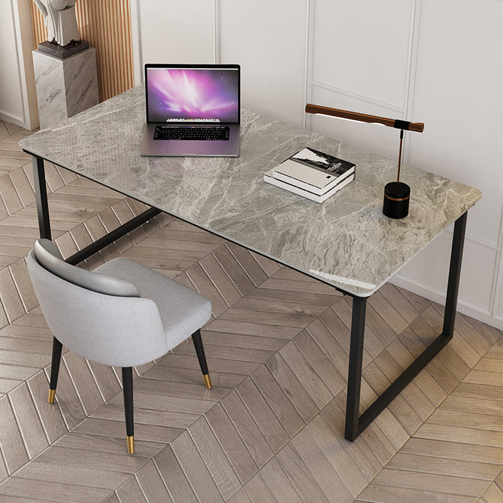 Industrial Stone Office Desk Sled Base Rectangular Writing Desk