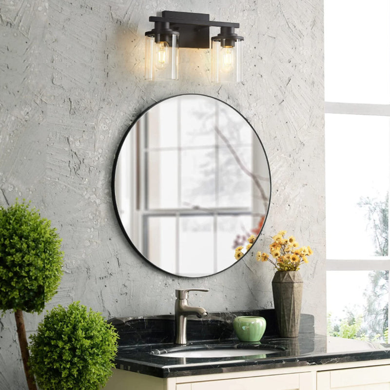 Iron and Glass Bathroom Vanity Lighting 2 / 3 / 4 - Light in Black & Clear Vanity Light