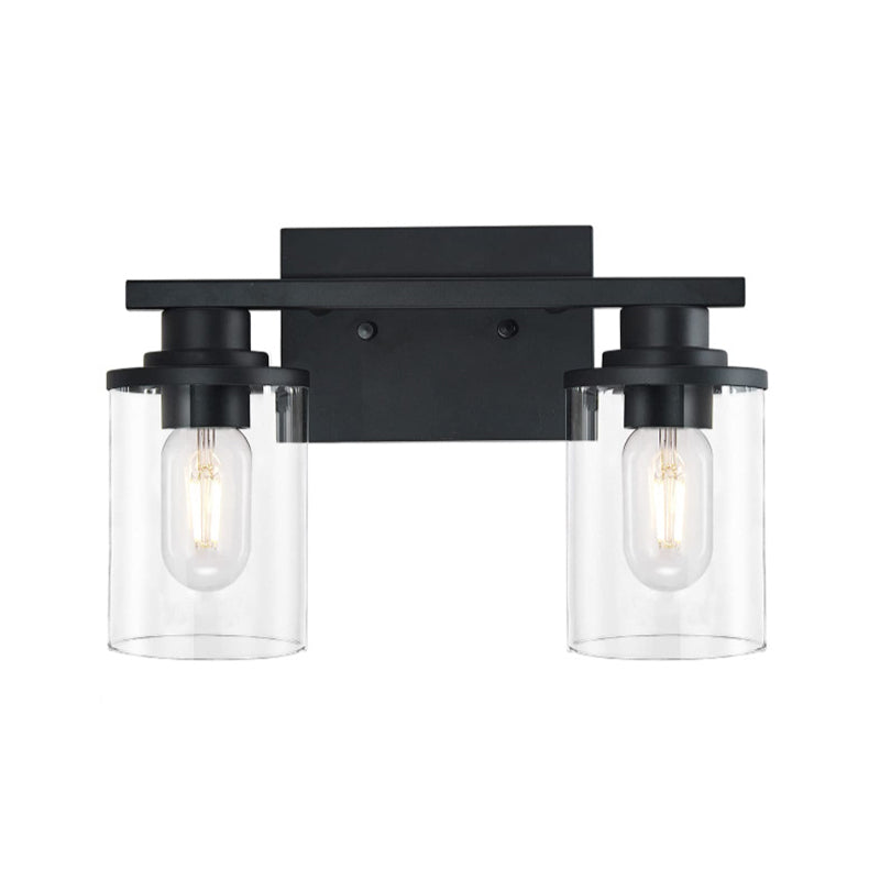 Iron and Glass Bathroom Vanity Lighting 2 / 3 / 4 - Light in Black & Clear Vanity Light