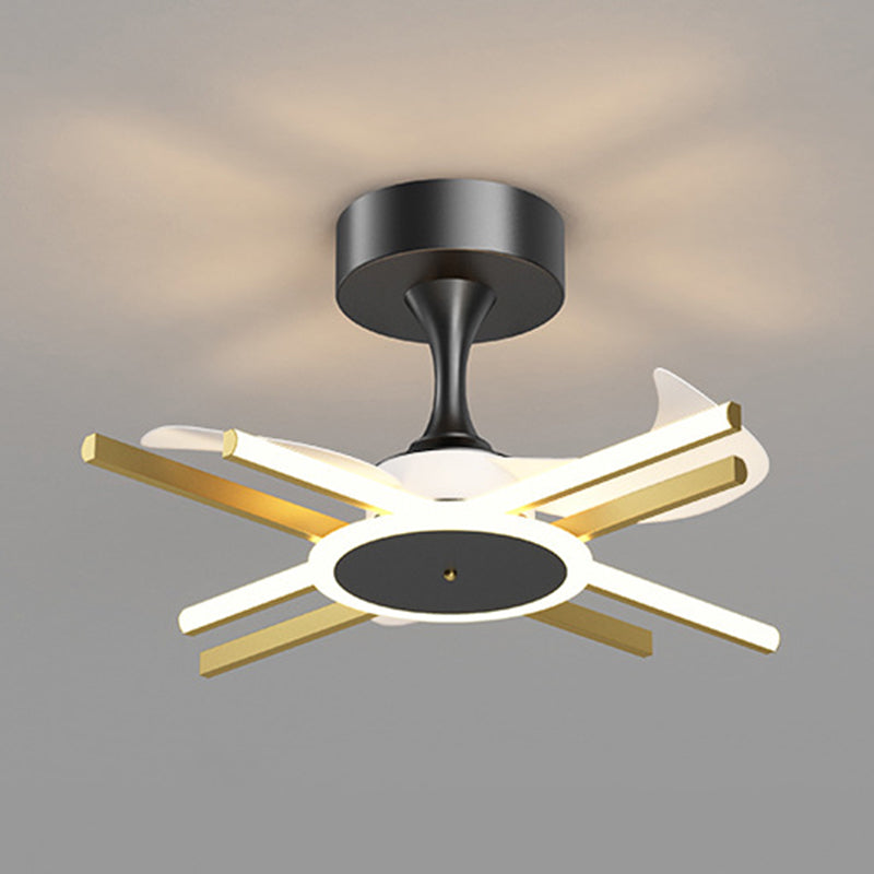 Modern Linear LED Ceiling Fan in Black / Gold Sphere Fan Light