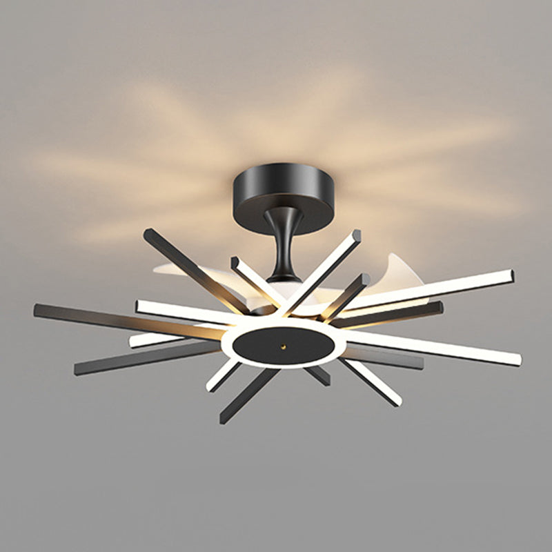 Modern Linear LED Ceiling Fan in Black / Gold Sphere Fan Light