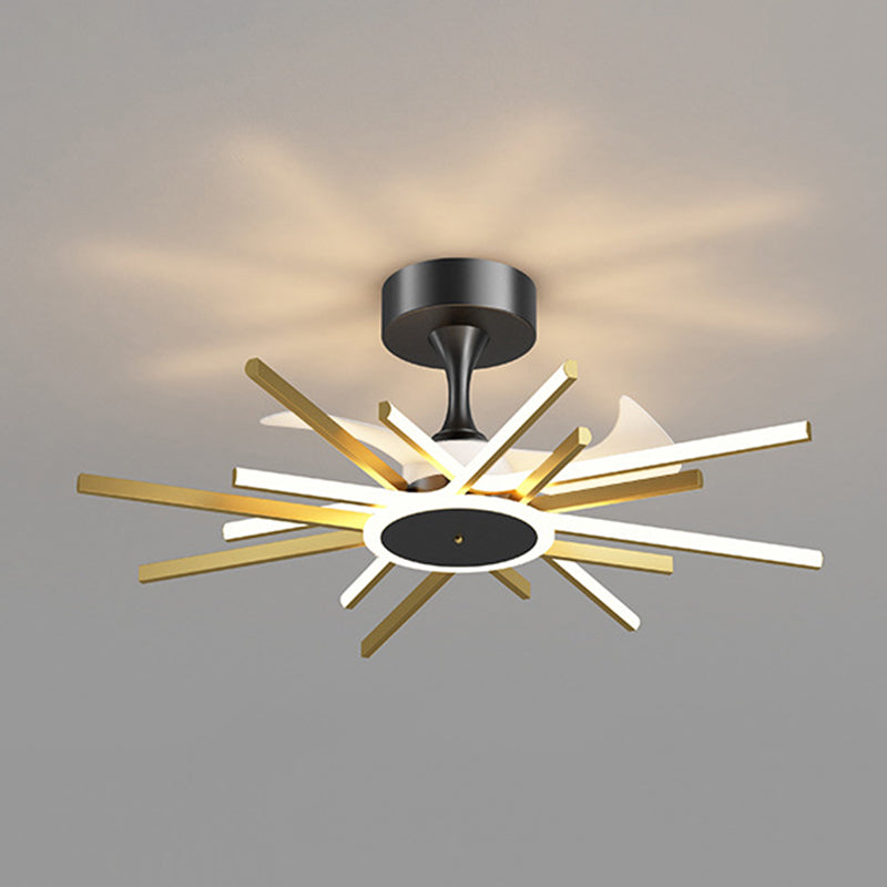 Modern Linear LED Ceiling Fan in Black / Gold Sphere Fan Light