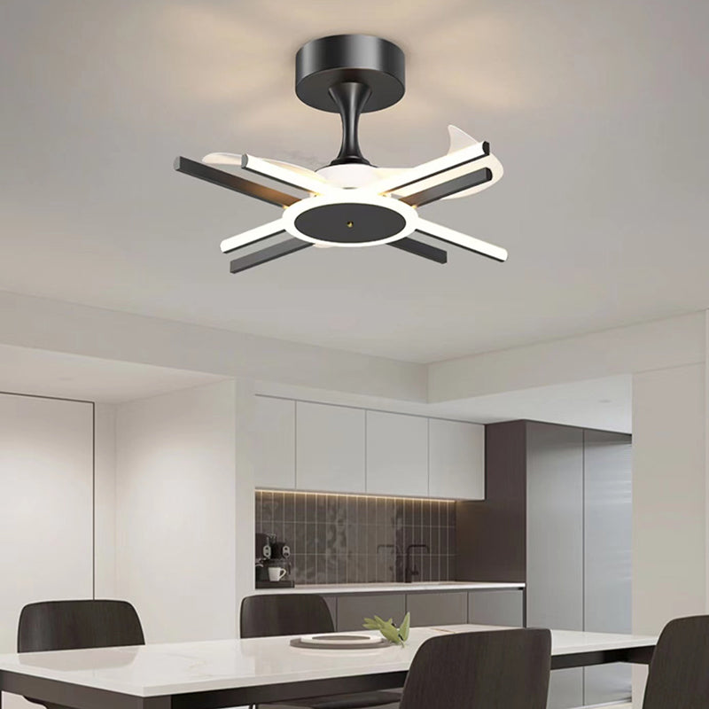 Modern Linear LED Ceiling Fan in Black / Gold Sphere Fan Light