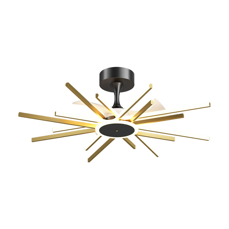 Modern Linear LED Ceiling Fan in Black / Gold Sphere Fan Light