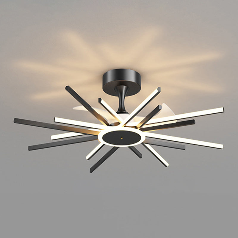 Modern Linear LED Ceiling Fan in Black / Gold Sphere Fan Light