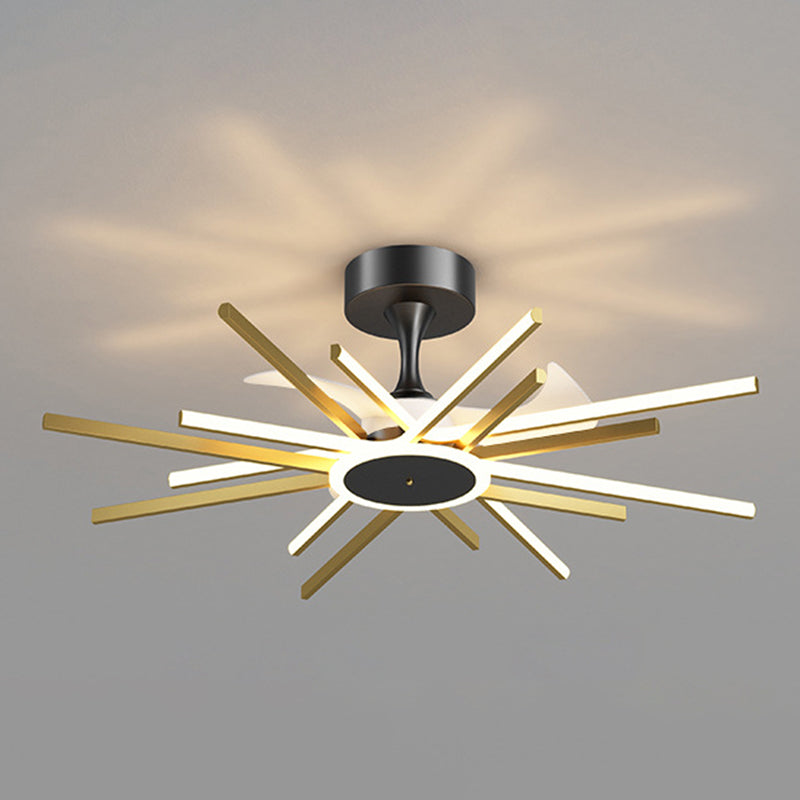 Modern Linear LED Ceiling Fan in Black / Gold Sphere Fan Light