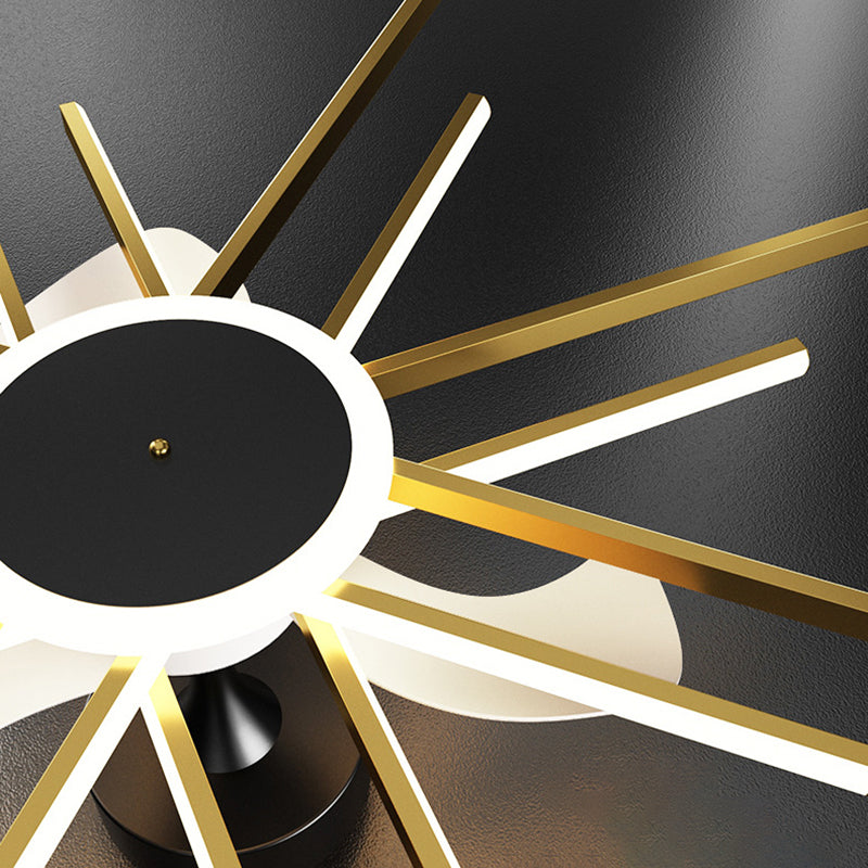 Modern Linear LED Ceiling Fan in Black / Gold Sphere Fan Light