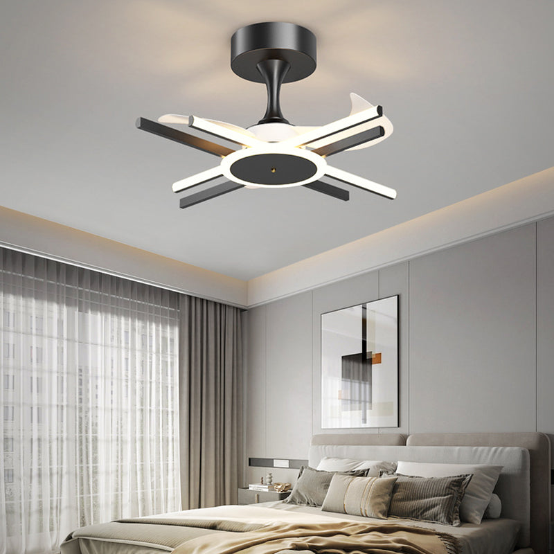 Modern Linear LED Ceiling Fan in Black / Gold Sphere Fan Light