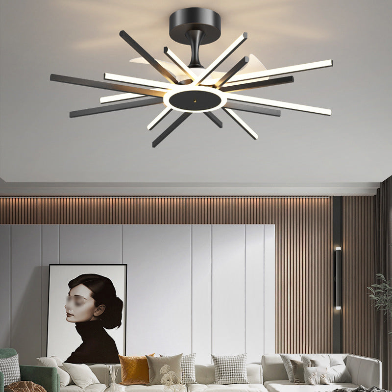 Modern Linear LED Ceiling Fan in Black / Gold Sphere Fan Light