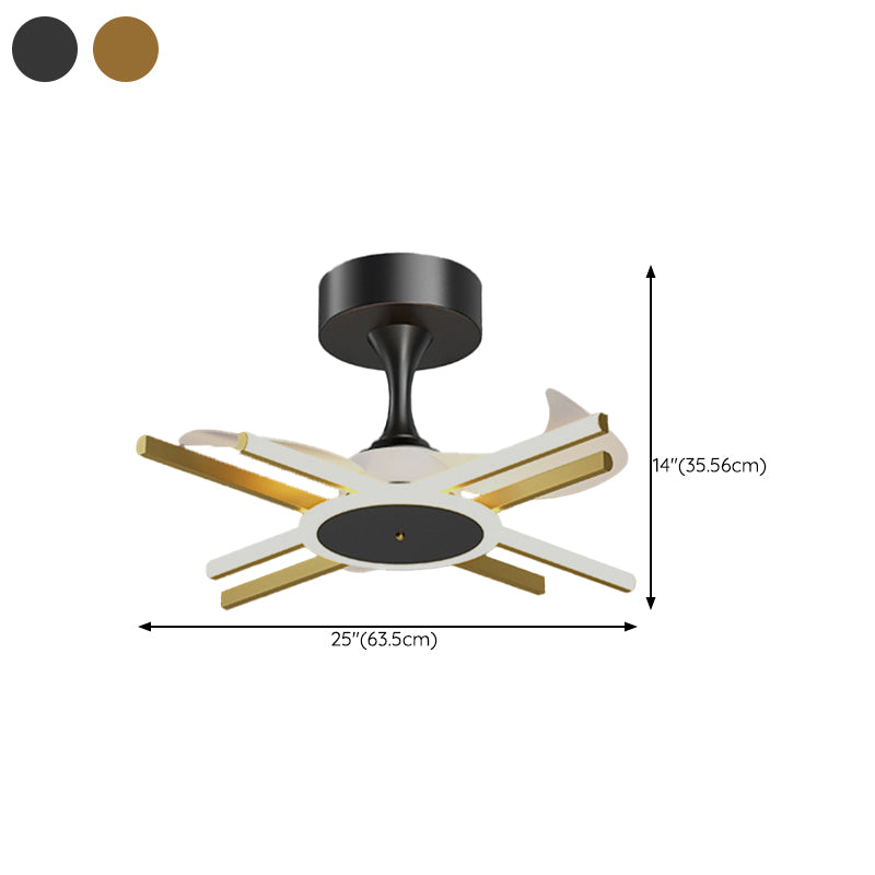 Modern Linear LED Ceiling Fan in Black / Gold Sphere Fan Light