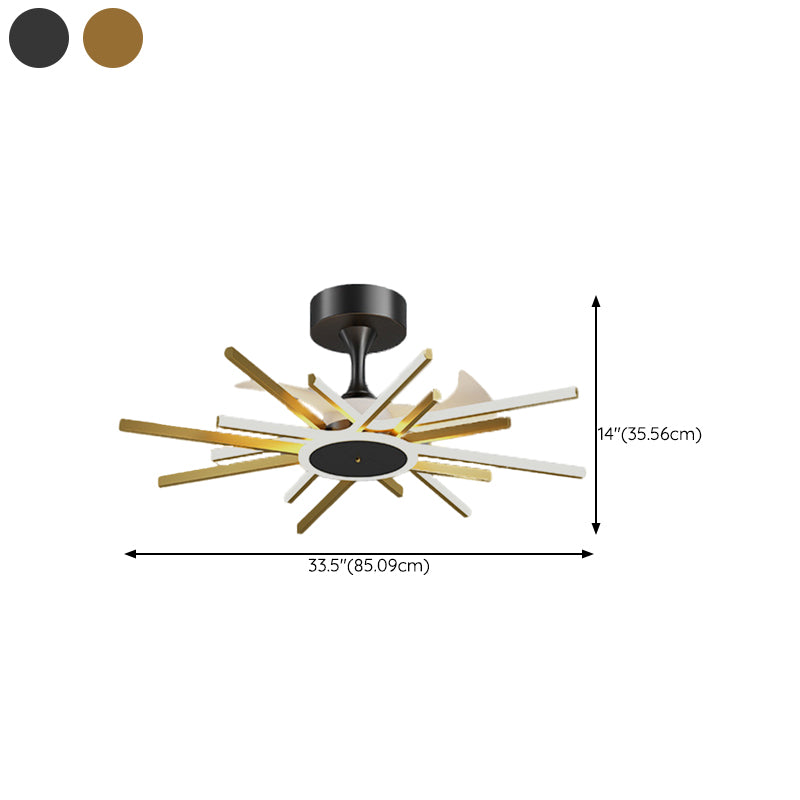 Modern Linear LED Ceiling Fan in Black / Gold Sphere Fan Light